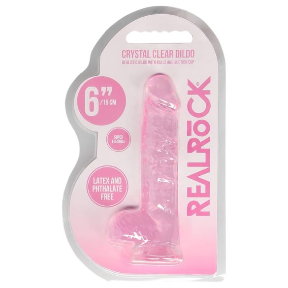 REALROCK - läbipaistev elutruu dildo - roosa (15cm)