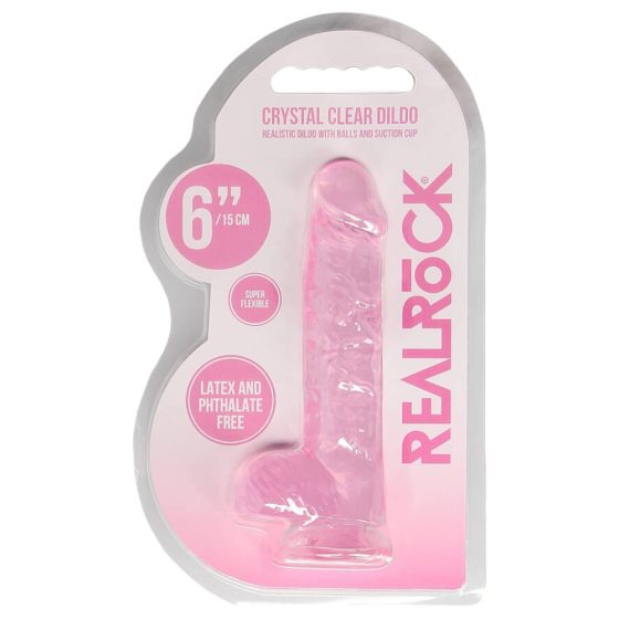 REALROCK - translucent lifelike dildo - pink (15cm)