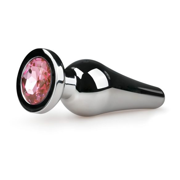 Easytoys Metall No.11 - Roosa kiviga anaaltapp - hõbedane (3,5 cm)