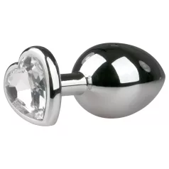   Easytoys Metal No.7 - anaalplaat südamega valge kiviga - hõbedane