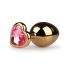 Easytoys Metal Nr.7 - roosa kiviga, koonuslik anaalpunn - kuldne (3cm)