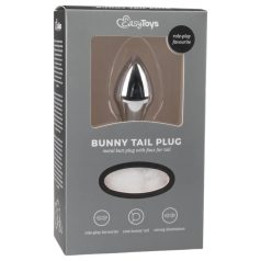   Easytoys Bunny NO1 - metallist anaaltapp jänese sabaga - hõbe/valge