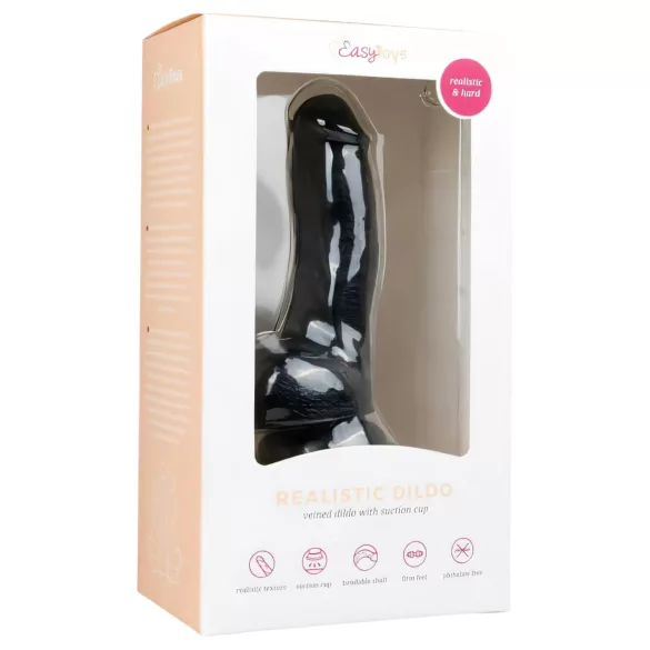 Easytoys - dildoga iminapaga ja munanditega - must 15cm