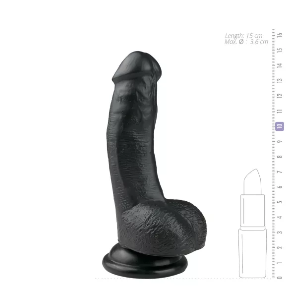 Easytoys - dildoga iminapaga ja munanditega - must 15cm