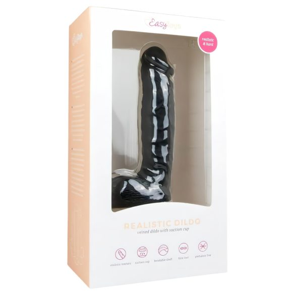 Easytoys - iminapaga munanditega dildo - must 22,5cm