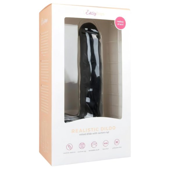 Easytoys - iminapaga munanditega suur dildo 26,5 cm - must