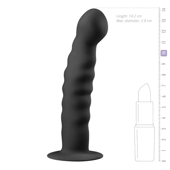 Easytoys Ribbed - anaaldildo iminapaga - 14 cm - must