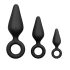 Easytoys - rõngaga anaalpulgakomplekt - 3 tk (must)