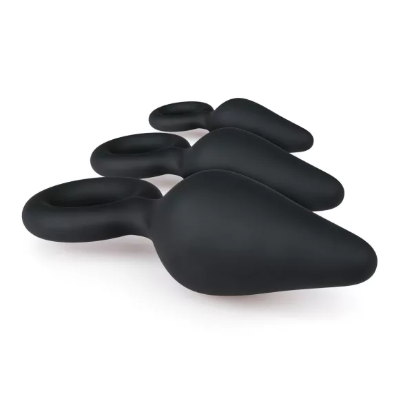 Easytoys - anaaltappide komplekt rõngaga - 3 tk must