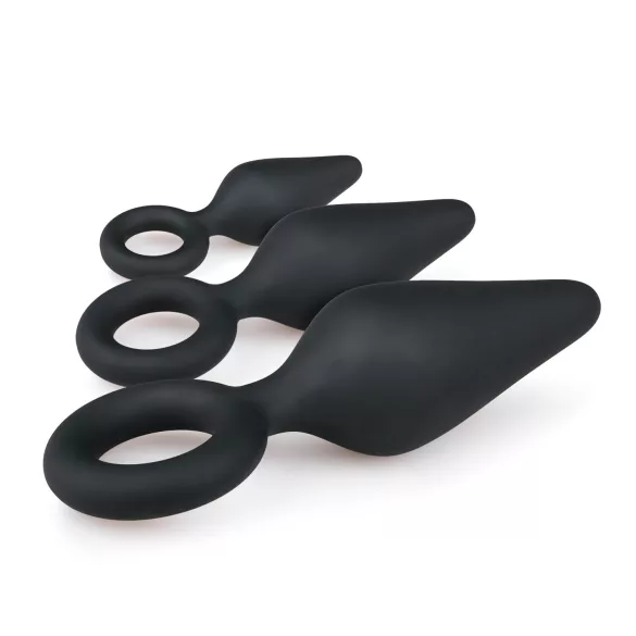 Easytoys - anaaltappide komplekt rõngaga - 3 tk must