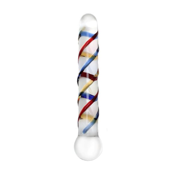 Rimba Rachella - topelt klaasist dildo (läbipaistev - värviline)