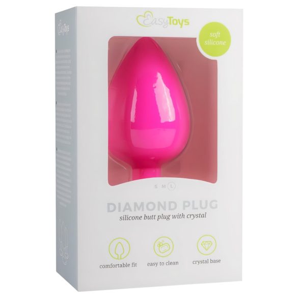 Easytoys Diamond - anaalplaat valge kiviga - suur - roosa