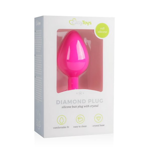 Easytoys Diamond - valge kiviga anaaltapp (keskmine) - roosa
