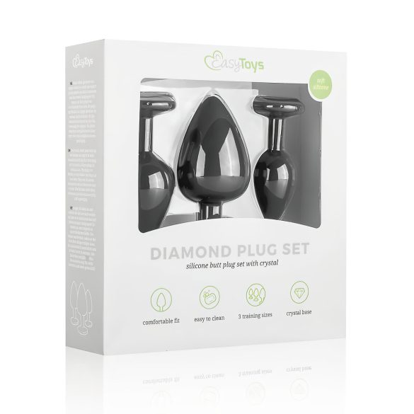 Easytoys Diamond - anaaliplugide komplekt - must