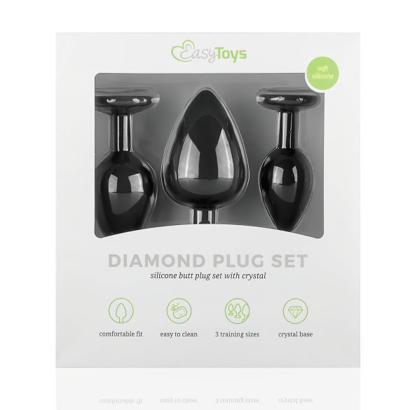 Easytoys Diamond - anaaliplugide komplekt - must