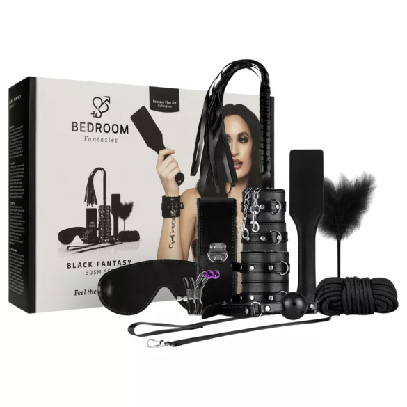 Secret Pleasure Chest - edasijõudnute BDSM komplekt - 14‑osaline (must)