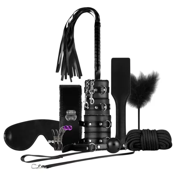 Secret Pleasure Chest - edasijõudnute BDSM komplekt - 14‑osaline (must)