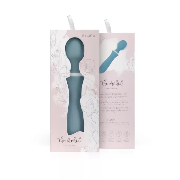 Bloom Orchid Wand - aku vibraator massaažiks - türkiissinine