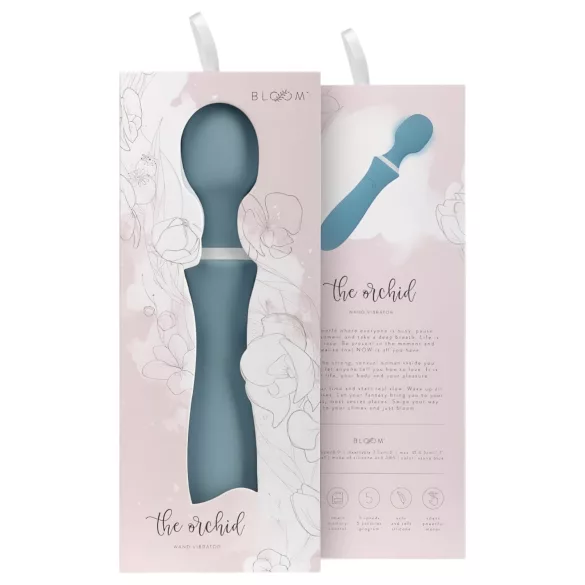 Bloom Orchid Wand - aku vibraator massaažiks - türkiissinine