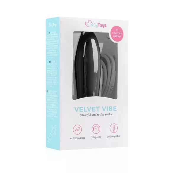 Easytoys Velvet Vibe - vibraator pulk - akuga - must