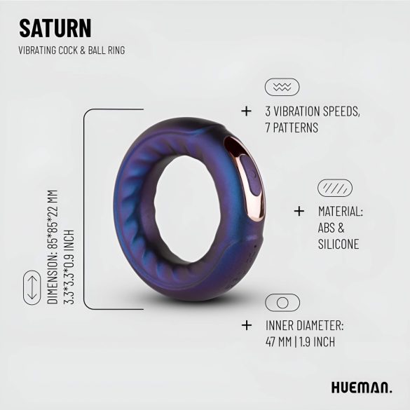 Hueman Saturn - vibro peenisering - laetav, veekindel, lilla
