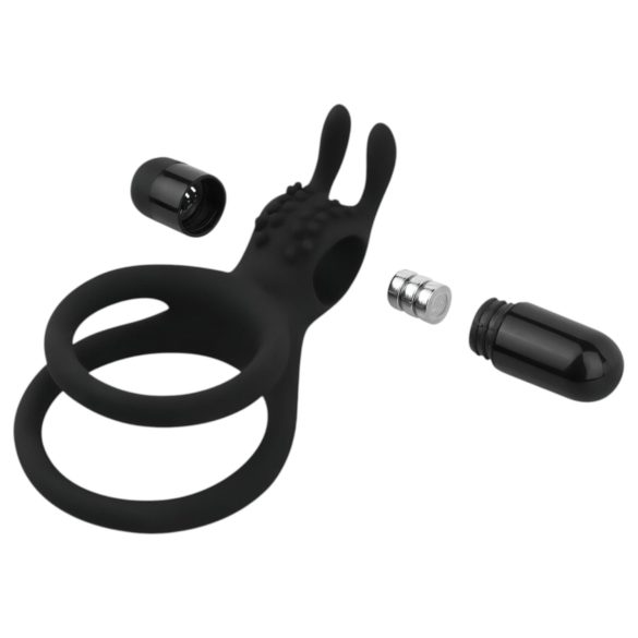 Easytoys - vibraatoriga peenise- ja munandite rõngas - must