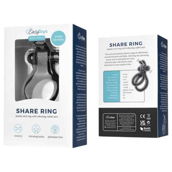 Easytoys - vibraatoriga peenise- ja munandite rõngas - must