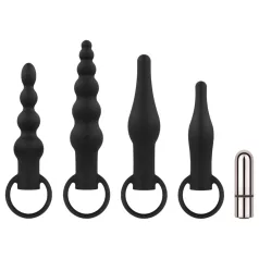   Easytoys - akuga anaalseksi vibraatorite komplekt - 4-osaline - must