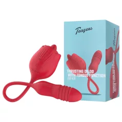   Teazers Rose - tõukevibraator keeletaolise kliitoristimulaatoriga (punane)