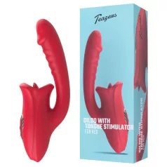   Teazers - vibreeriv dildo keelega kliitoristimulaatoriga (punane)