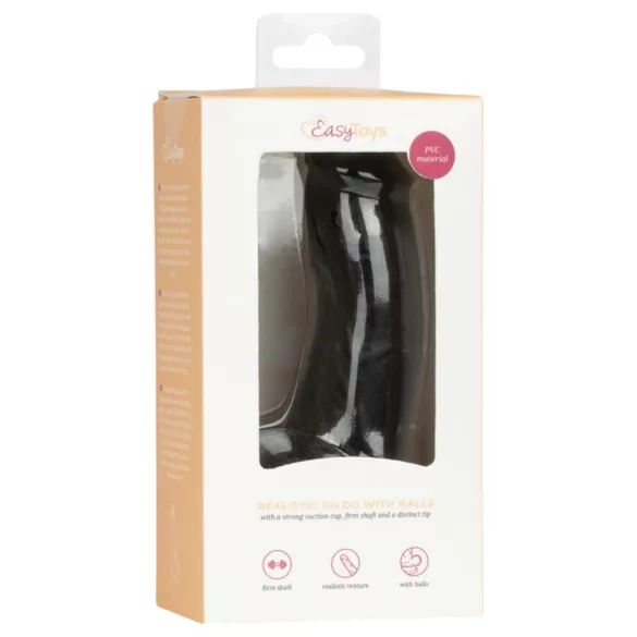 Easytoys - realistlik must munanditega dildo - 12 cm