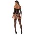 Christine - läbipaistev võrkkombinesoon - (must) - XS-XL
