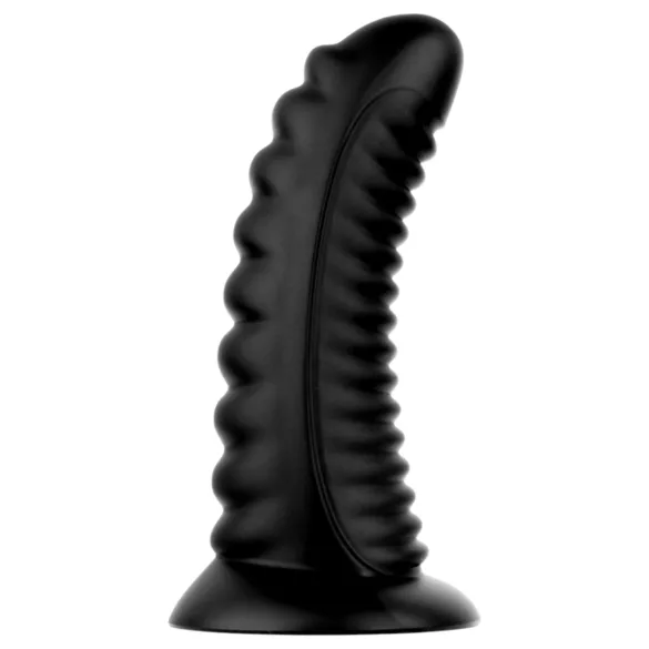 BUTTR Double Ribbed - hiiglaslik sooneline anaaltapp (must) - 26 cm