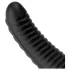 BUTTR Double Ribbed - hiiglaslik sooneline anaaltapp (must) - 26 cm