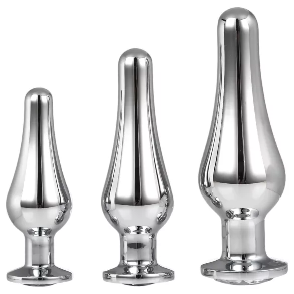 Gleaming Love - anaal-tipp-plugide komplekt (hõbedane, 3-osaline)