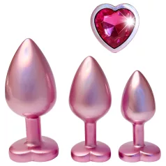   Dreamtoys Gleaming Love - südamekujuline anaalplugide komplekt (roosa)