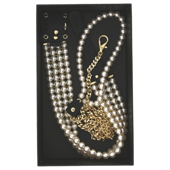 Allure - kaelarihm jalutusrihmaga pärlitega - must