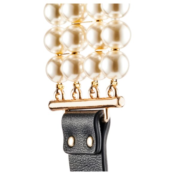 Allure - kaelarihm jalutusrihmaga pärlitega - must