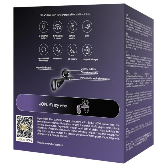 Snail Vibe Jovi - vibraatoriga peeniserõngas ja paarile - must