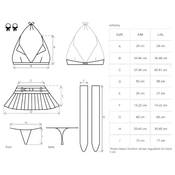 Obsessive - koolitüdruku kostüümikomplekt - 6-osaline