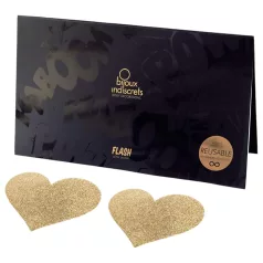   Bijoux Indiscrets Flash - sädelevad südamekujulisid nibukleepsud (kuldne)