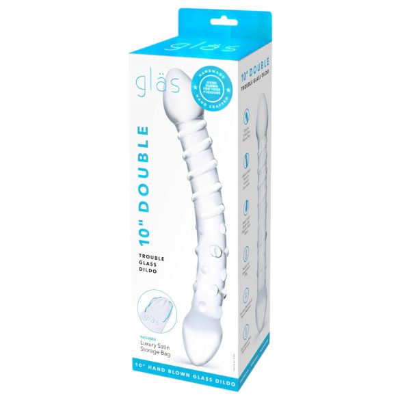 GLAS - klaasist kahekordne dildo (läbipaistev)
