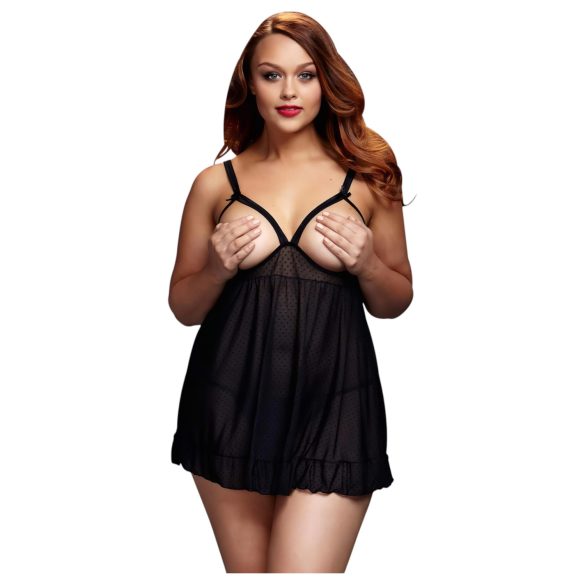 BACI Plus Size - avatud täpiline babydoll - must (XL-XXL)