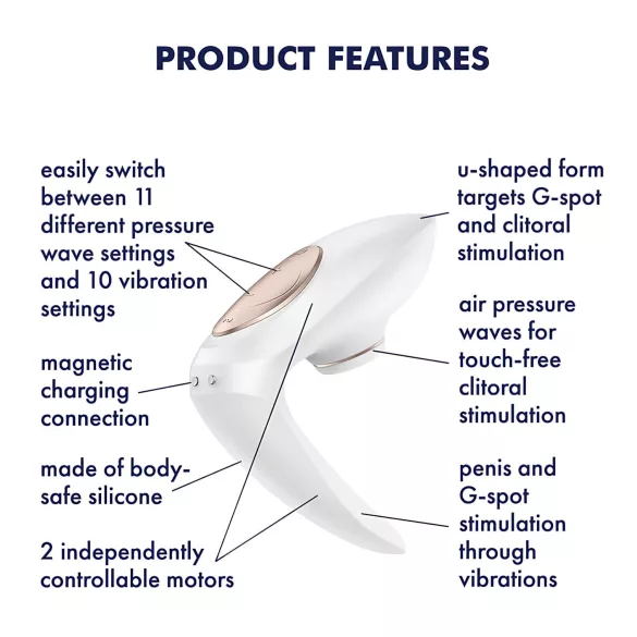 Satisfyer Pro 4 Couples - paaridele õhulainevibraator - akuga - valge