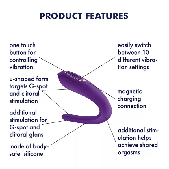 Satisfyer Double Classic - veekindel, laetav paaride vibrator (lilla)