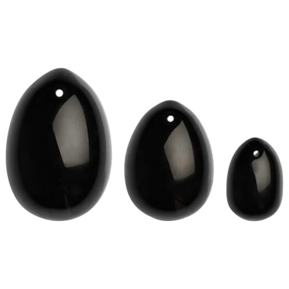 La Gemmes Yoni - geiša kuulide komplekt - must obsidiaan (3 tk)