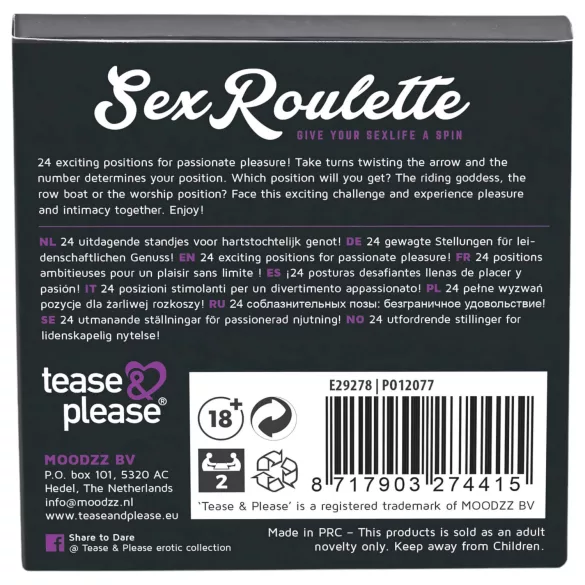Sex Roulette Kama Sutra - erootiline lauamäng - 10 keeles
