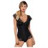 / Obsessive Moketta - pitsvolangidega triibuline body (must) - L/XL