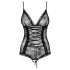Obsessive Slevika - avatud paelaga pitsiline body (must)