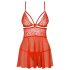 Obsessive 838-BAB-3 - vürtsikas pitsist babydoll ja stringid (punane)